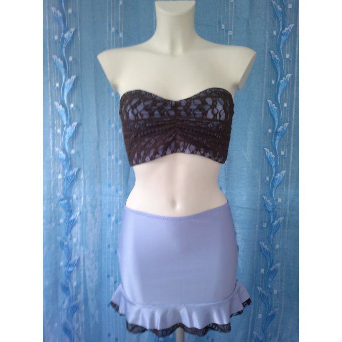 Ensemble Top+jupe Lycra XS Lilas café