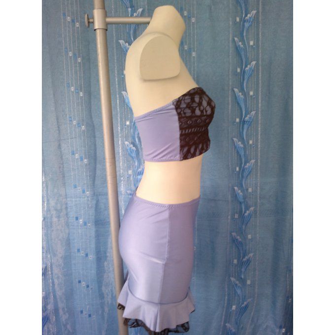 Ensemble Top+jupe Lycra XS Lilas café