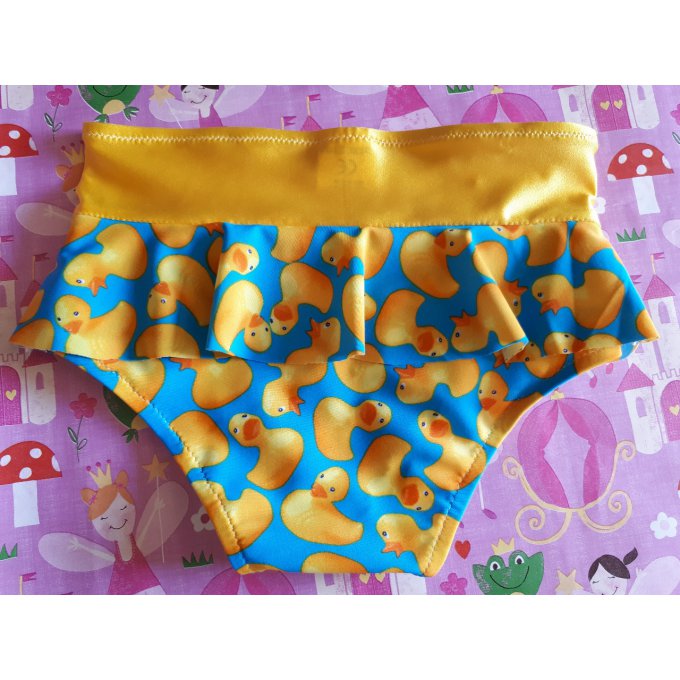 Culotte Anaís la pêche aux canards avec volant et ceinture jaune T6