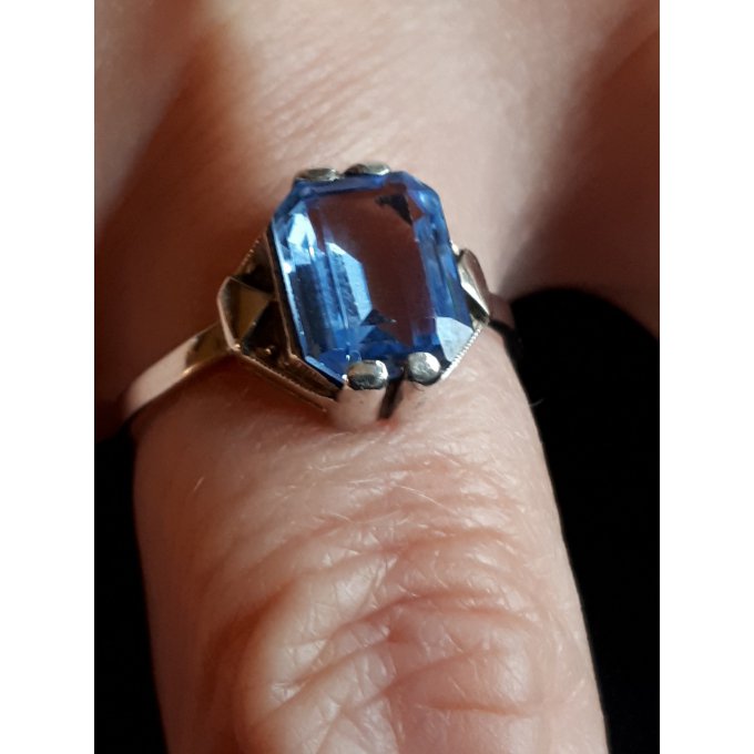 Bague argent Aigue marine  bleuT.53