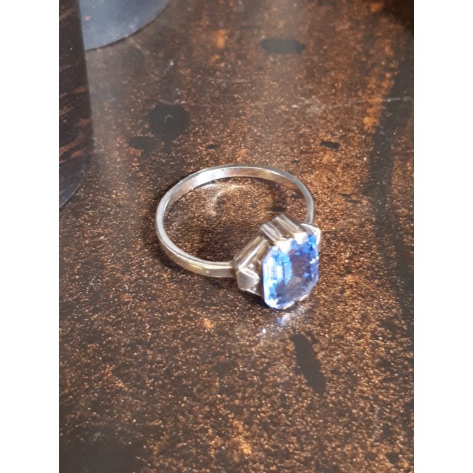 Bague argent Aigue marine  bleuT.53