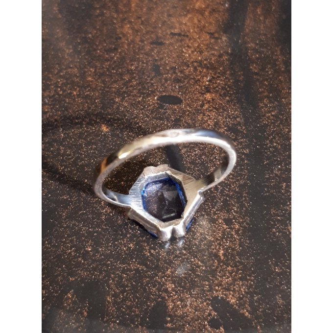 Bague argent Aigue marine  bleuT.53