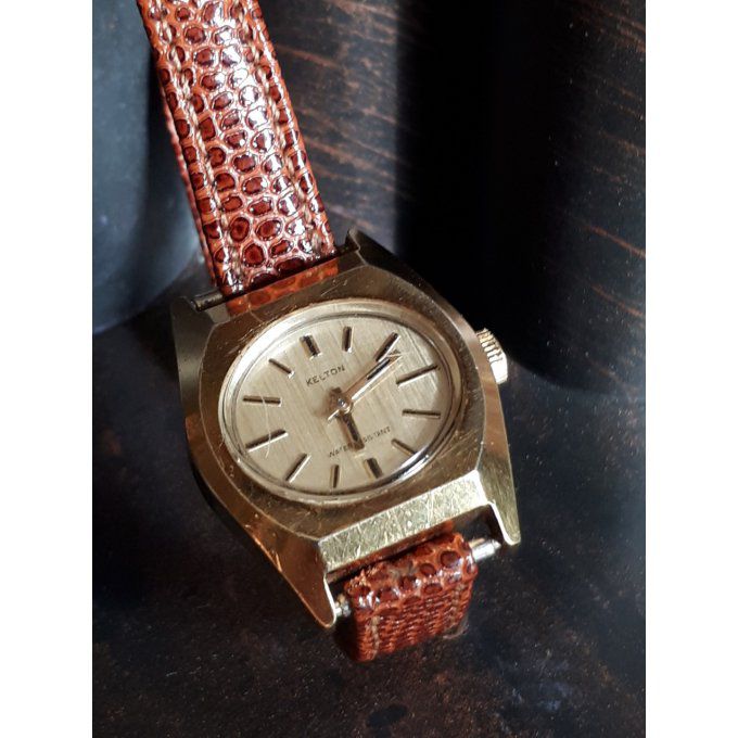 Montre femme Kelton bracelet cuir (Vintage)