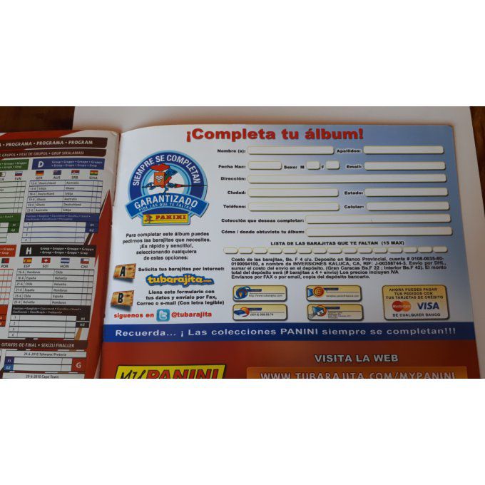 Panini Album vide Africa 2010 version sud Amerique 