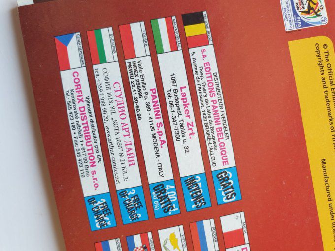 Panini Album vide Africa 2010 version Belgique + planche sticker Buffon