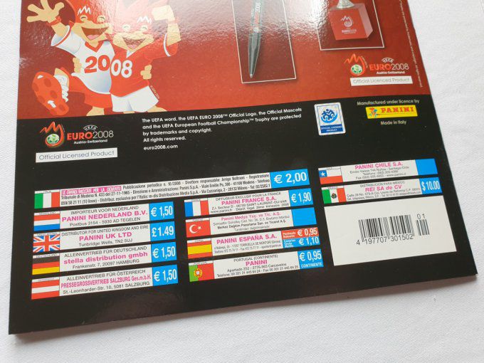 Panini Album vide Euro 2008 Europe