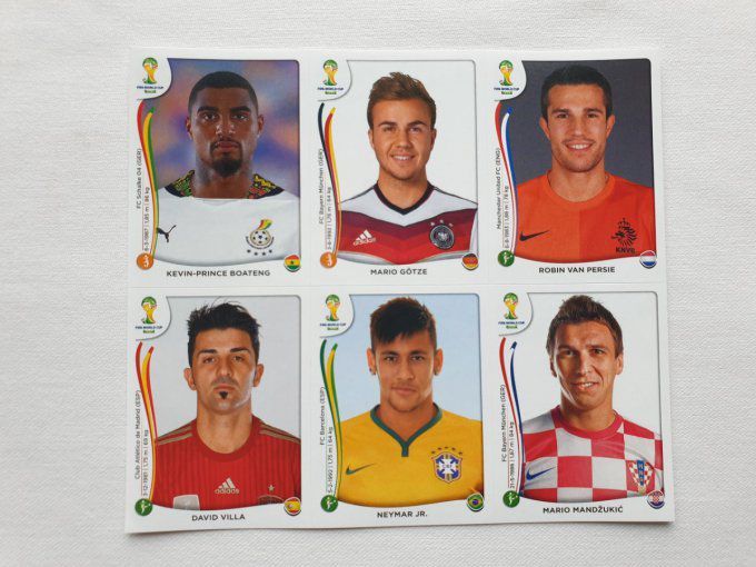 6 stickers brazil 2014 Neymar -Persie -Villa