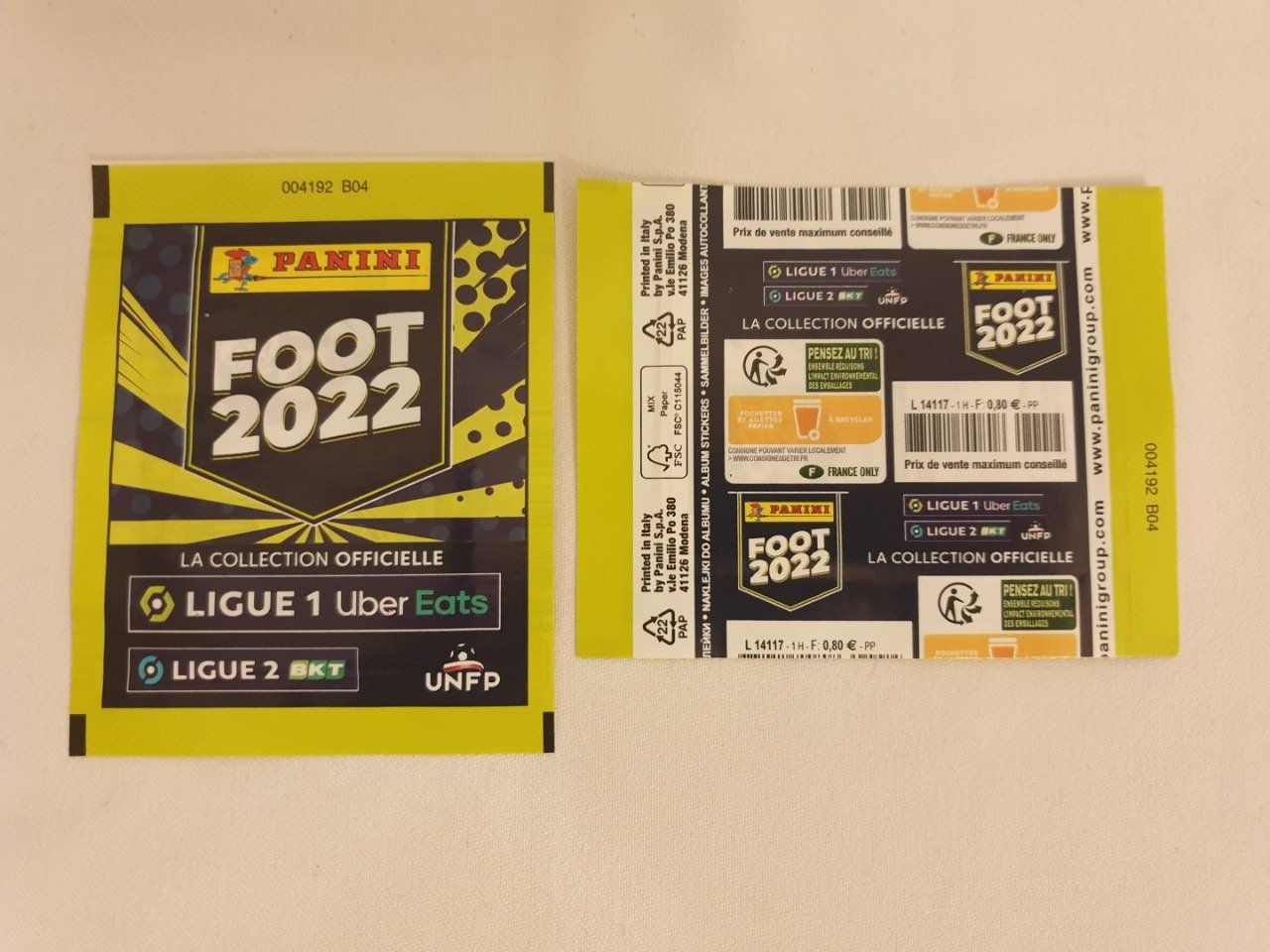 Panini Foot 2022 championnat de France par pochettes extra code