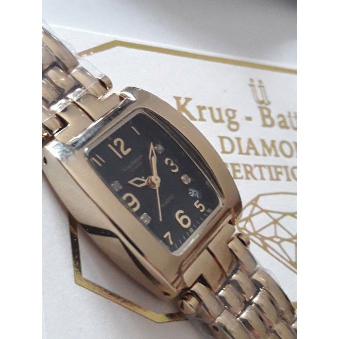 Krug-Baumen Tuxedo Gold 4 Diamond Black Dial Gold 1965DLG Dame