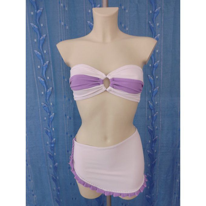 Jupe demi-lune Lycra blanc/lilas XS=70/80 