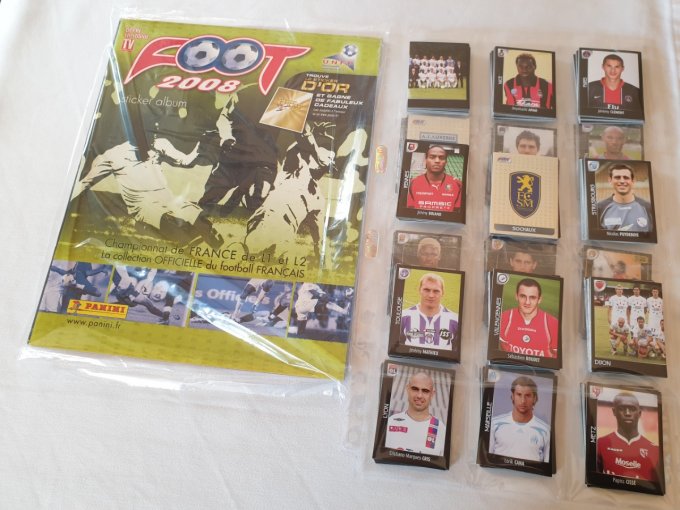Panini championnat de France Foot 2008 set complet Album+images