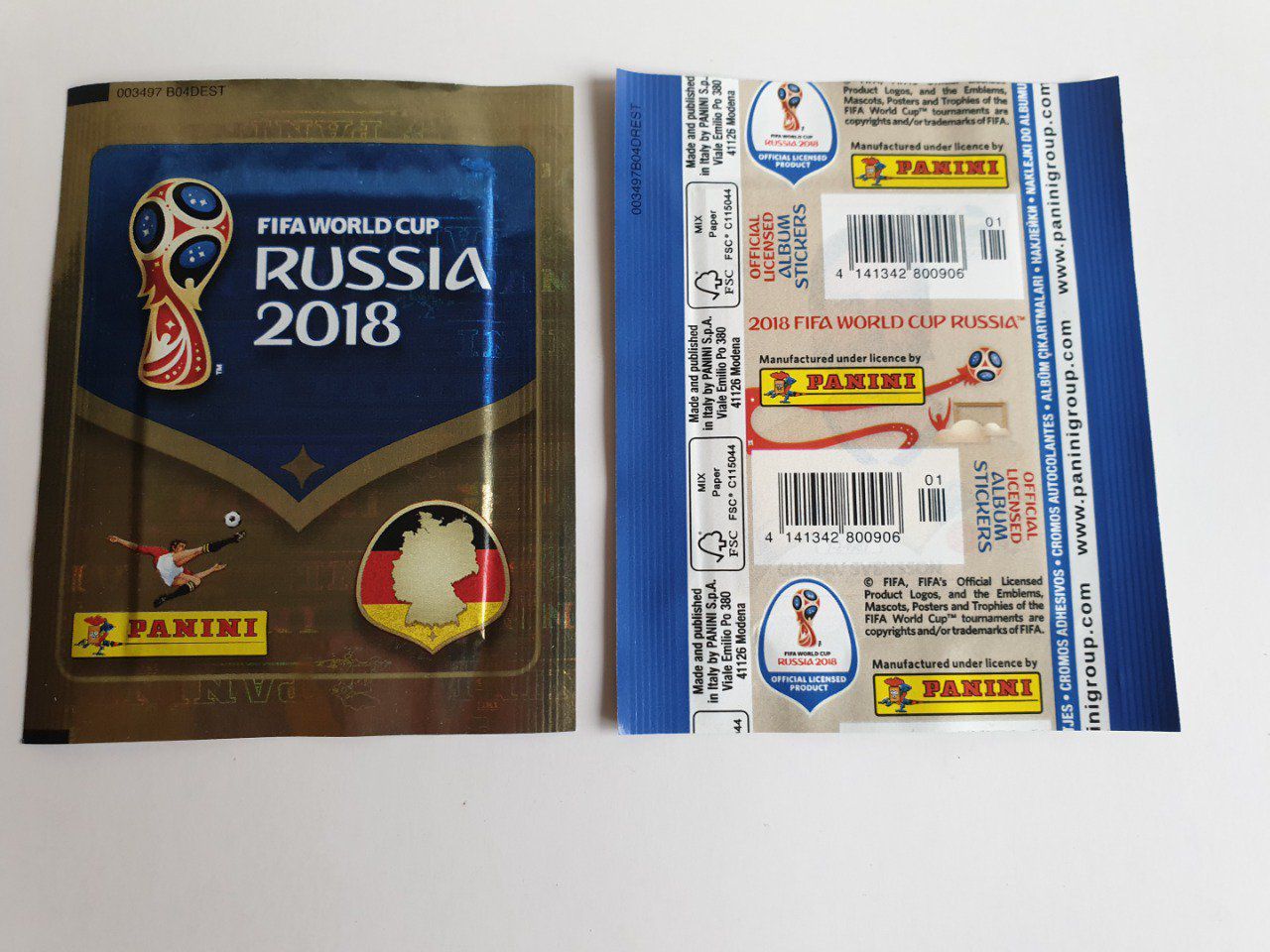 Panini Russie 2018 par pochettes version allemand code vertical