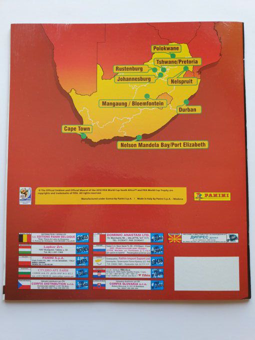 Panini Album vide Africa 2010 version Belgique + planche sticker Buffon