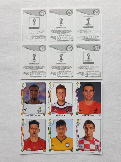 6 stickers brazil 2014 Neymar -Persie -Villa