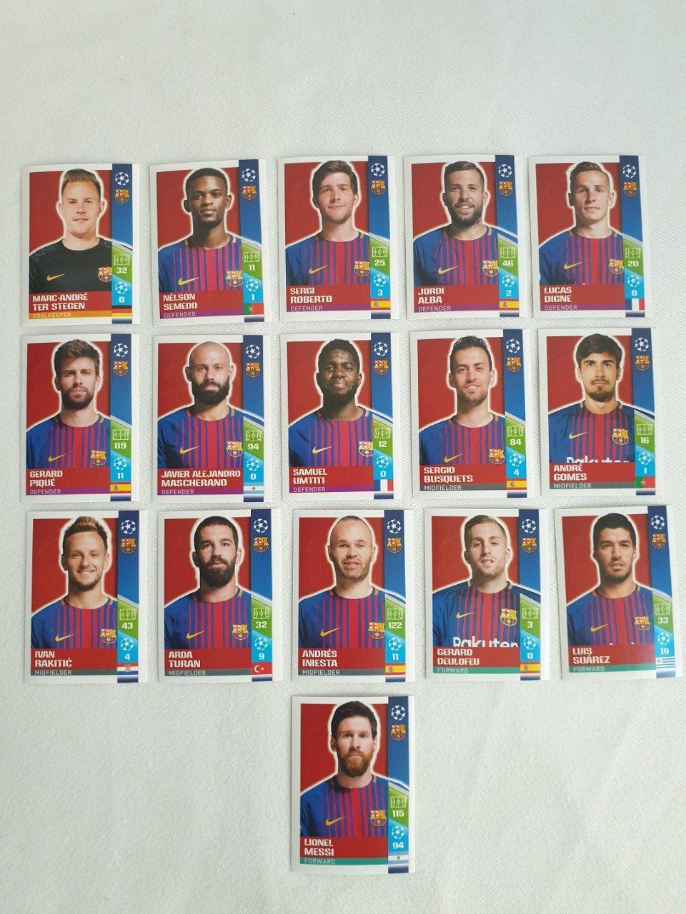 Topps champions League 2017-2018 Barcelone team