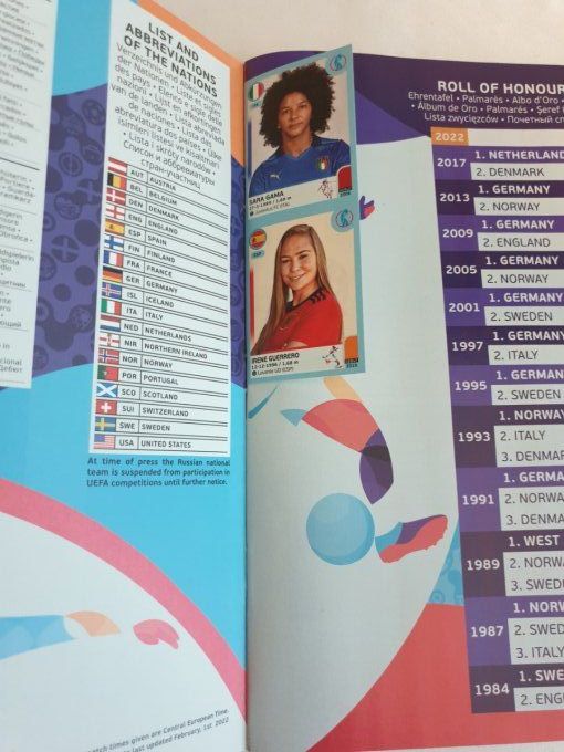 Panini Women Euro england 2022 Set complet 344 images album Deutch+update