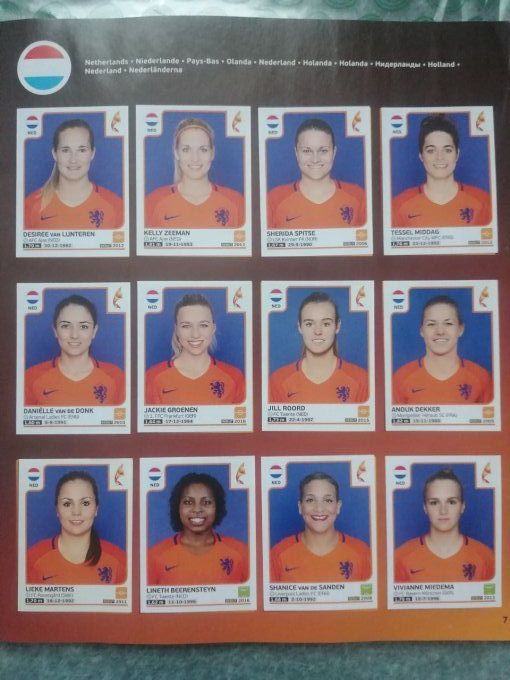 Panini women netherland 2017 album complet coller