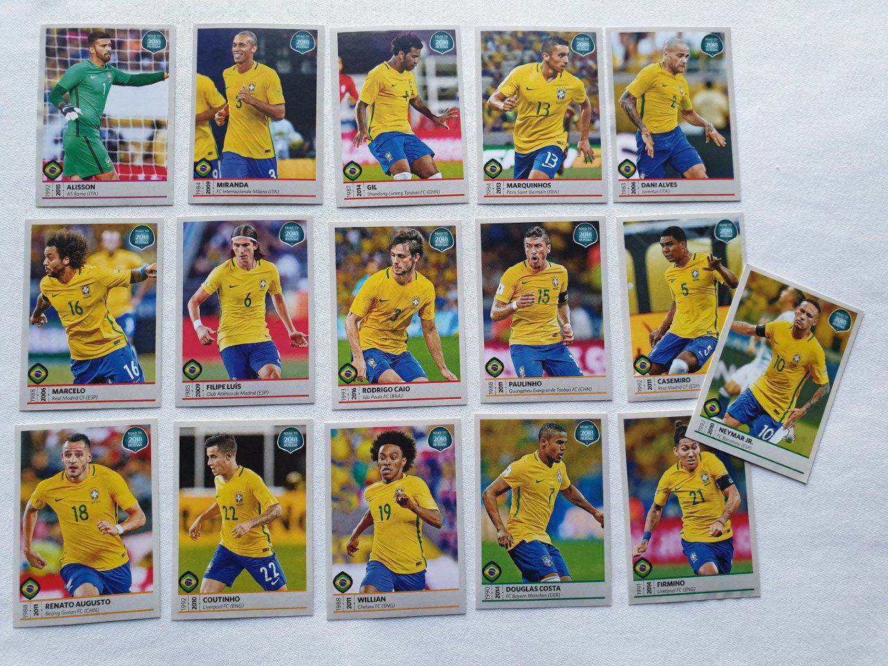Complet Team BRAZIL panini Road to Russie 2018