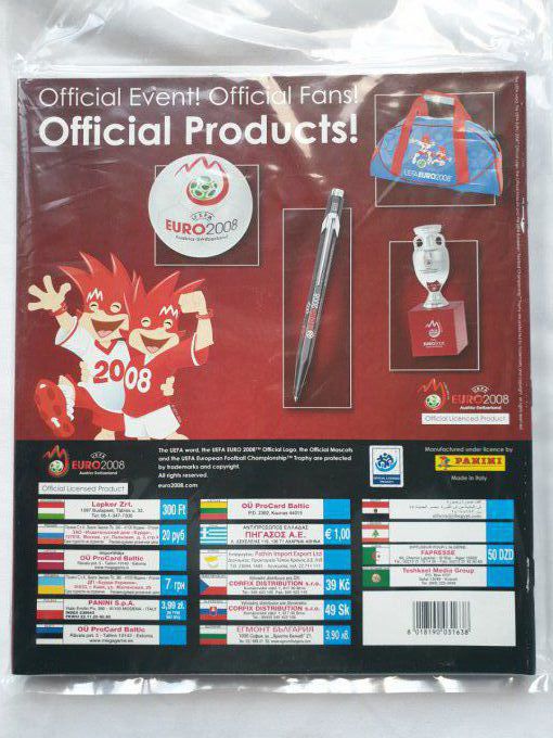 Panini Album vide Euro 2008 Inter.